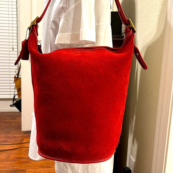 Coach Handbags - Vintage Coach Red Berkeley Suede Duffle